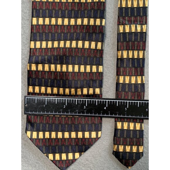 Knightsbridge Mens Silk Necktie Tie Silk Geometric Pattern Multicolor - Picture 2 of 5
